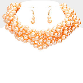 Twisted Multi-Strand Pearl Necklace