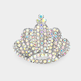 Crown Crystal Rhinestone Pave Pin Brooch