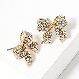 Pave bow stud earrings