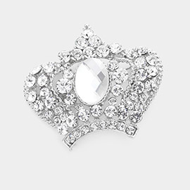 Pave Crystal Crown Pin Brooch