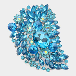 Oversize Multi Stone Floral Pin Brooch