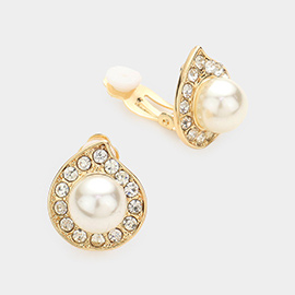 Pearl Center Clip on Earrings