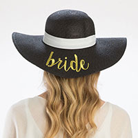 'Bride' Embroidery Straw Floppy Sun Hat