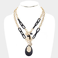 
Teardrop Multi Pendant Chain Layered Necklace 