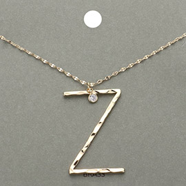 -Z- Monogram Brass Metal Pendant Necklace