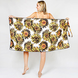 Sunflower Patterned Beach Towel and Tote Bag