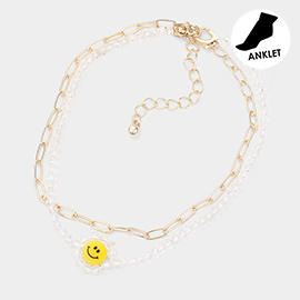 Smile Accented Double Layered Anklet