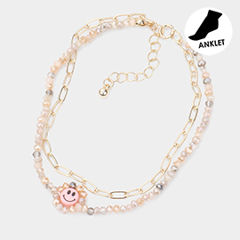 Smile Accented Double Layered Anklet
