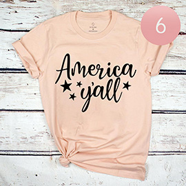 6PCS - Assorted Size America Y'all Graphic T-shirts