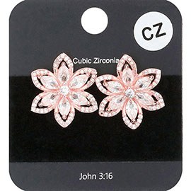 CZ Stone Flower Stud Earrings