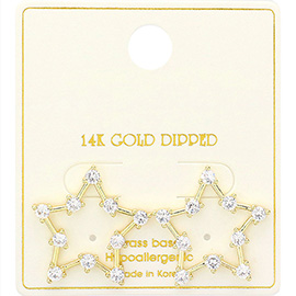 14K Gold Dipped Stone Pointed Open Star Earrings