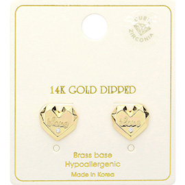 14K Gold Dipped LOVE Message CZ Stone Paved Stud Earrings