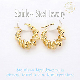 Stainless Steel Spiral Hoop Pin Catch Earrings