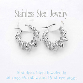 Stainless Steel Spiral Hoop Pin Catch Earrings