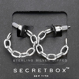 SECRET BOX_Sterling Silver Dipped Chain Link Hoop Earrings