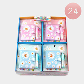 24 SET OF 2 - Flower Printed Mino Notebook with a Pen