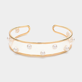 Pearl Pointed Transparent Cuff Bracelet