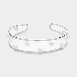 Pearl Pointed Transparent Cuff Bracelet