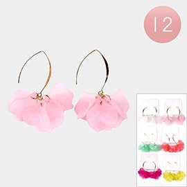 12Pairs - Resin Flower Petal Dangle Earrings