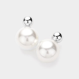 Silver Dipped Pearl Ball Earrings