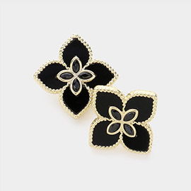 14K Gold Plated Marquise CZ Stone Pointed Clover Earrings