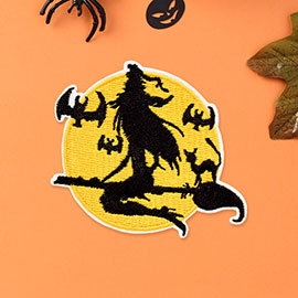 Halloween Flying Witch Iron On Patch