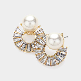 Pearl Pointed Glass Stone Embellished Abstract Earrings