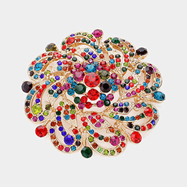 Pearl Pointed Round Stone Flower Pin Brooch