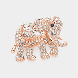 Crystal Floral Rhinestone Elephant Pin Brooch