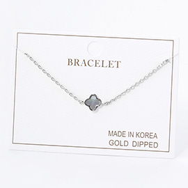 White Gold Dipped Quatrefoil Charm Pointed Bracelet