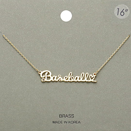 Brass Metal Baseball Message Pendant Necklace