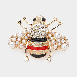 Pearl Embellished Honey Bee Brooch