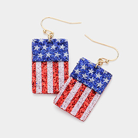 Sequin American USA Flag Dangle Earrings