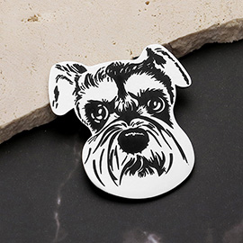 Stainless Steel Schnauzer Dog Face Pin Brooch