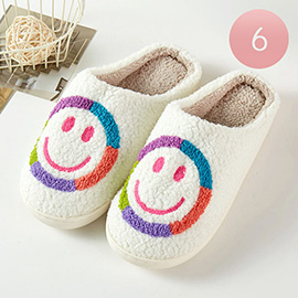 6Pairs - Multi Color Smile Face Pointed Home Indoor Floor Slippers