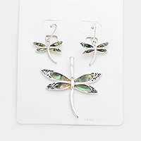 Abalone Dragonfly Pendant Set