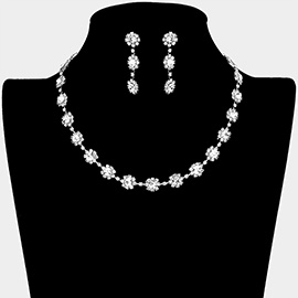 Floral Crystal Rhinestone Collar Necklace