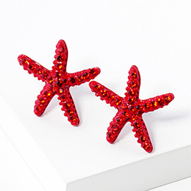 Crystal Paved Starfish Stud Earrings