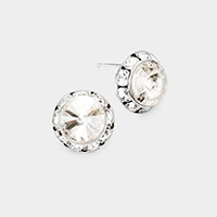 Rivoli Cut Genuine Crystal Round Stud Earrings