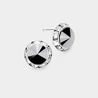 Rivoli Cut Genuine Crystal Round Stud Earrings