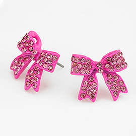 Pave bow stud earrings