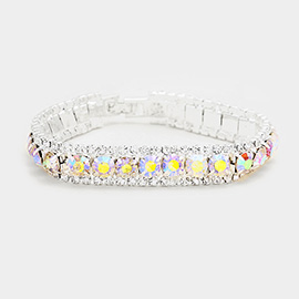 Round Crystal Rhinestone Trim Evening Bracelet