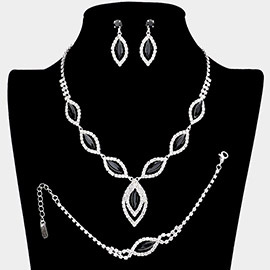 Marquise Rhinestone Necklace Jewelry Set