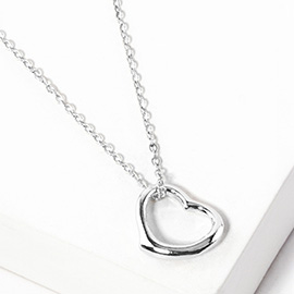 Metal Open Heart Pendant Necklace