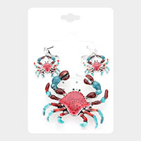 Enamel Crab Pendant / Pin Brooch Set