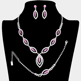 Marquise Rhinestone Necklace Jewelry Set