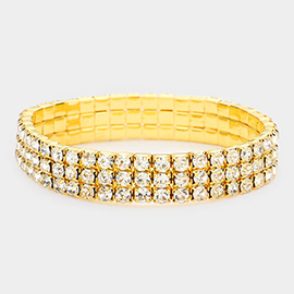 3-Row Rhinestone Stretch Bracelet