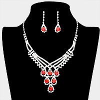 Crystal Rhinestone Teardrop Glass Necklace