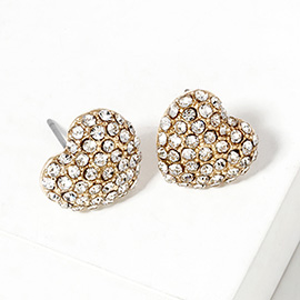 Crystal Pave Heart Stud Earrings