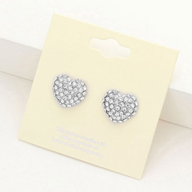 Crystal Pave Heart Stud Earrings